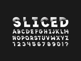 Sliced font. Vector alphabet 