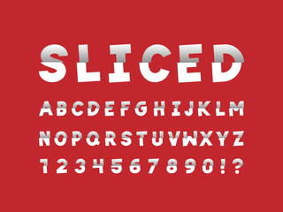 Sliced font. Vector alphabet
