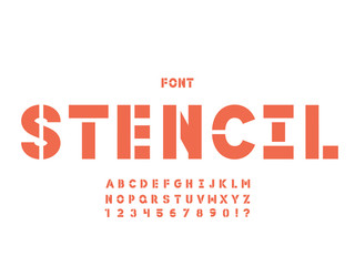 Stencil regular font. Vector alphabet 