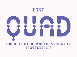 Quad font. Vector alphabet letters 
