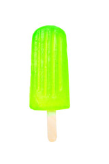 green lime flavoured popsicle isolated on white background