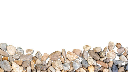Small stones isolated on white background with space for your design.