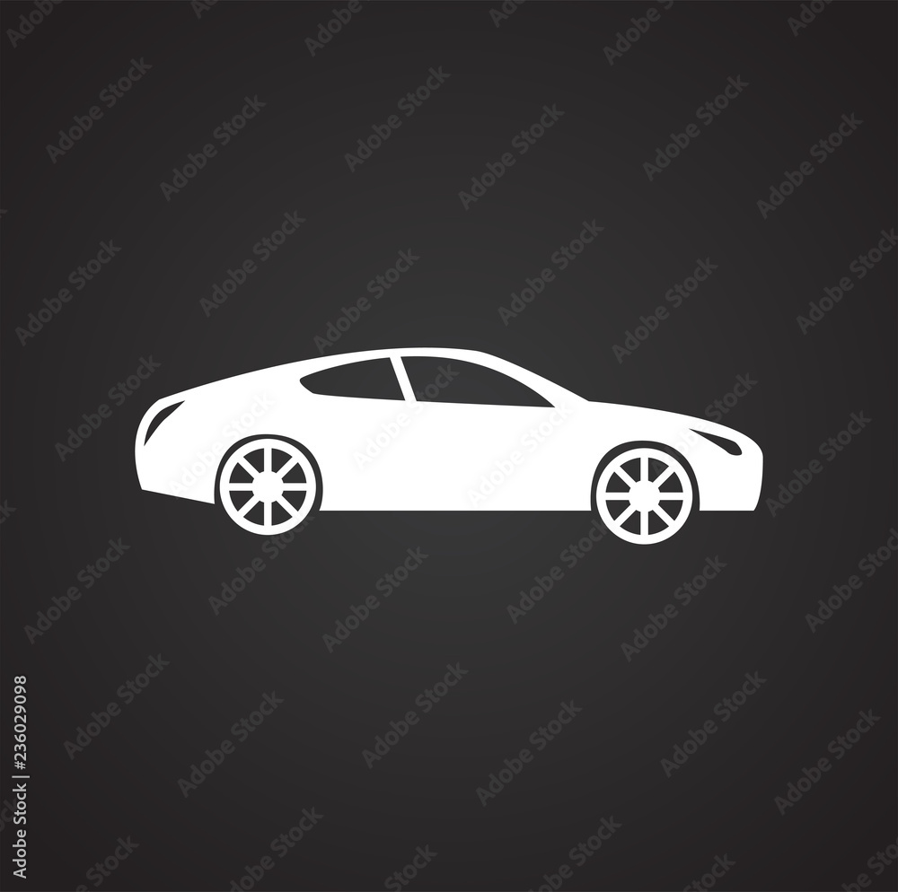 Poster car icon on black background for graphic and web design, modern simple vector sign. internet concept