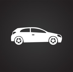 Car icon on black background for graphic and web design, Modern simple vector sign. Internet concept. Trendy symbol for website design web button or mobile app.