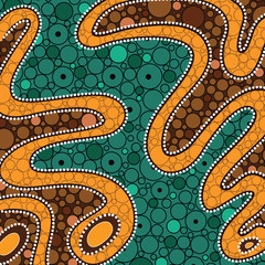 Obraz premium Aboriginal dot art vector background.