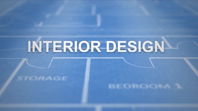Blueprint Text on Architectural Drawing Series - Interior Design