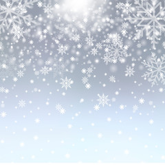 Winter background with snowflakes for Christmas or New Year. Vector.