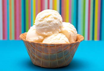 Vanilla Ice Cream in a Waffle Cone Bowl