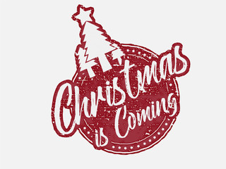 Vector grunge Christmas stamp with christmas tree.