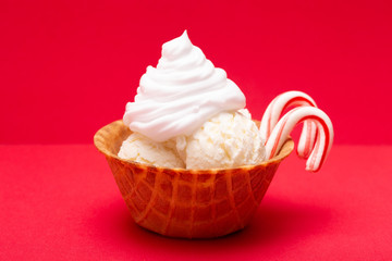 A Bowl of Peppermint Ice Cream in an Edible Waffle Cone Bowl