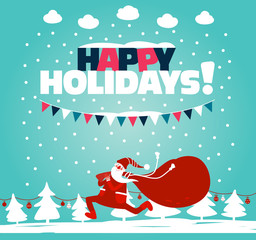 Funny Santa Claus with presents