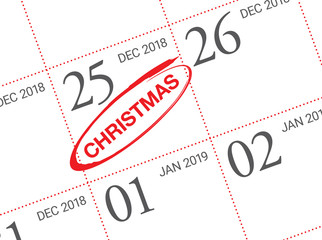 Christmas day calendar on diary