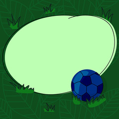 Design business concept Empty copy text for Web banners promotional material mock up template. Soccer Ball on the Grass and Blank Outlined Round Color Shape Vector