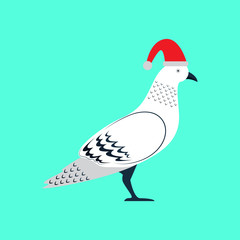 Merry Christmas Pigeon Bird Vector and Icon