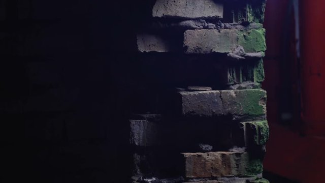 Doper taking narcotics and watching police siren flashing, leaving crime scene