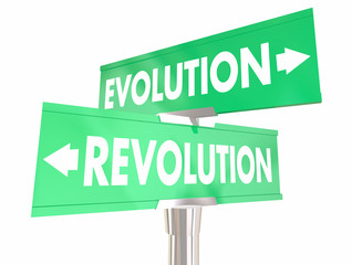 Evolution Vs Revolution Change Two Way Signs 3d Illustration