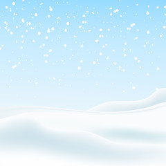 Winter snowy landscape. Vector Christmas background for greeting card.