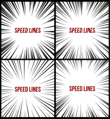 Set of Speed lines isolated set. Motion effect for your design. Black comic lines on a white background. 