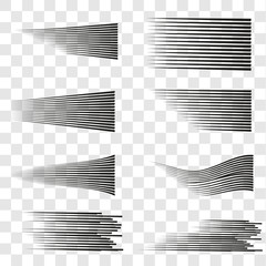Set of Speed lines isolated set. Motion effect for your design. Black comic lines on a white background. 