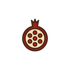 Pomegranate fruit filled outline icon, line vector sign, linear colorful pictogram isolated on white. Pomegranate juice symbol, logo illustration. Pixel perfect vector graphics