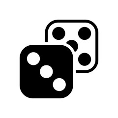 Pair of dice. Icon of azart games. Black icon on white backgroun