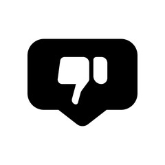 Dislike hand in notification cloud. Social icon. Black icon on w
