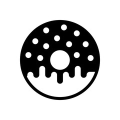 Donut, icon of food, top view. Black icon on white background