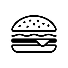 Hamburger icon. Fast food. Linear outline symbol. Black icon on - obrazy, fototapety, plakaty