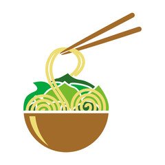 noodles bowl food healthy vegetables - ramen spaghetti delicious vector illustration
