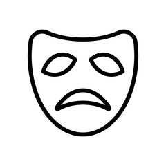 Sad mask of theatre, face with tragedy emotion, sign of drama. L
