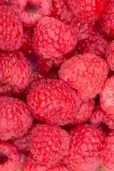 Macro shot of ripe organic raspberries like art texture, background