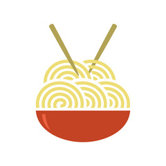 noodles bowl food healthy vegetables - ramen spaghetti delicious vector illustration