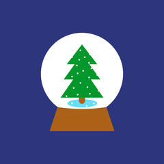 Christmas snow globe icon. Vector illustration in flat design