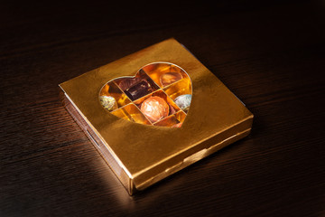 A set of chocolates in a Christmas box