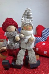 Couple toys in love. Guy and girl on valentine's day.
