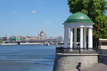 Central Park of culture and rest named after Gorky. Gazebo-rotunda on Pushkinskaya embankment in...