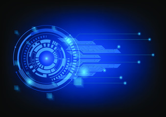 Obraz premium Abstract blue computer technology background with circle tech and circuit board , Vector illustration