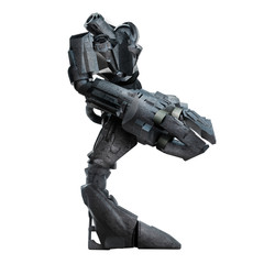 Mech warrior robot profile view.