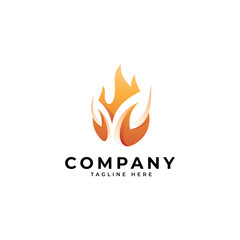 Modern nature fire logo, gradient color, nature leaf and fire vector icon
