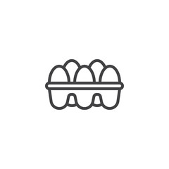 Eggs in box outline icon. linear style sign for mobile concept and web design. Raw eggs package simple line vector icon. Symbol, logo illustration. Pixel perfect vector graphics
