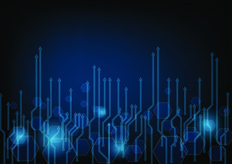 Fototapeta premium Abstract blue computer technology background with circuit board system , Vector illustration