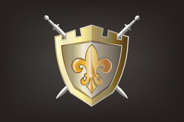 Shield with lis flower logo vector image © glopphy