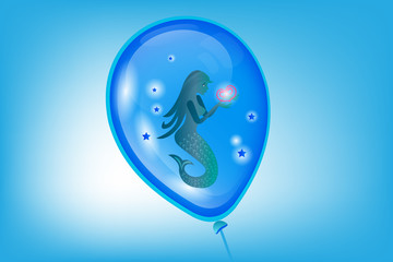 Mermaid in a balloon fantasy vector image