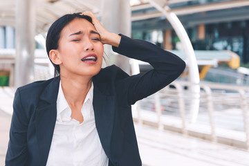 Fototapeta premium Young depressed businesswoman