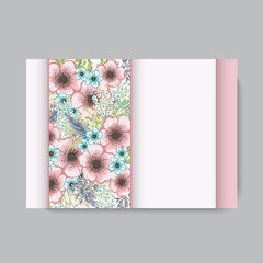 Greeting card with flowers, watercolor. Vector frame