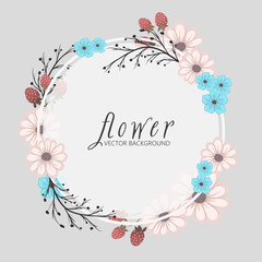 Greeting card with flowers, watercolor. Vector frame