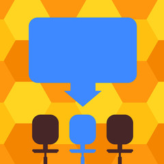 Design business concept Empty copy text for Web banners promotional material mock up template. Blank Space Color Arrow Pointing to One of the Three Swivel Chairs Vector