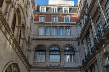 Lisbon / Portugal - November 07: 2018. Architecture of Lisbon during Sunrise walking -  Lisbon, Portugal