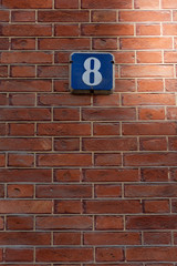 Numéro 8, plaque de numérotation d'immeuble, style français, Paris, France