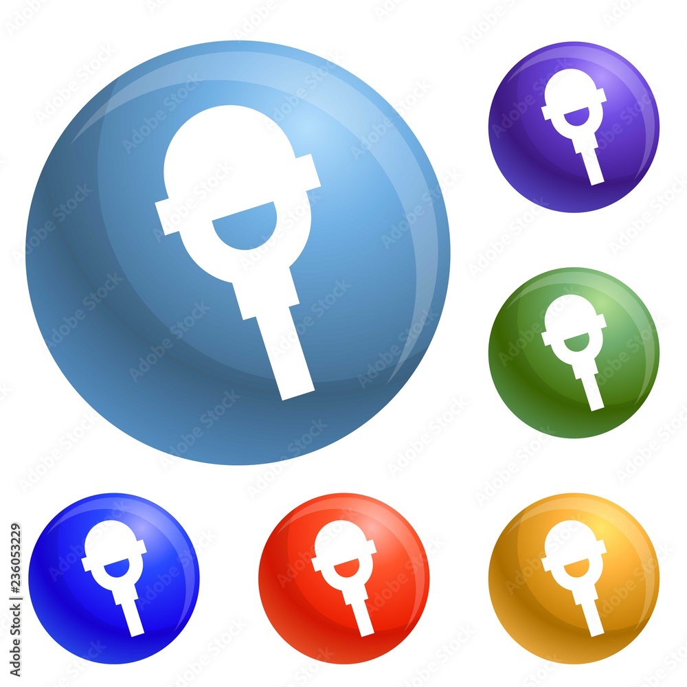 Poster microphone icons set vector 6 color isolated on white background